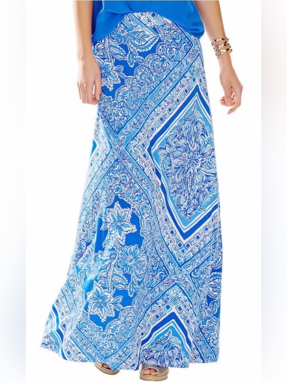 Lilly Pulitzer Nola Stretch Maxi Skirt in Blue Crush Open Water Small